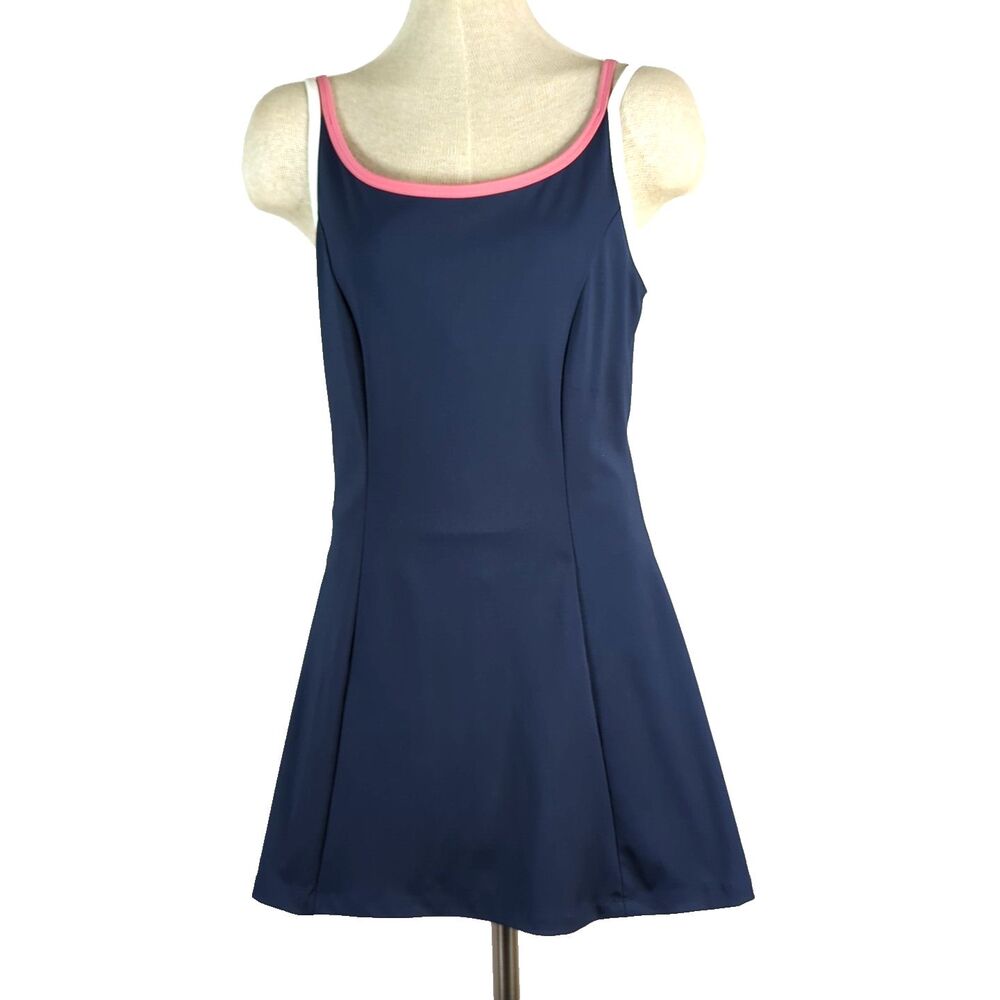Sincerely Jules Active Two Piece Swim Dress Shorts Women Size Large Tankini Navy